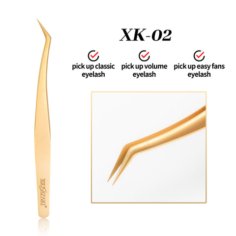 XIUSUZAKI High precision eyelash extension forceps, stainless steel eyelash 3D precise clip for makeup titanium alloy