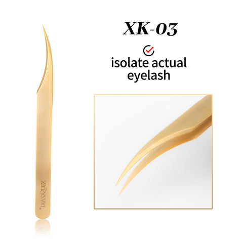 XIUSUZAKI High precision eyelash extension forceps, stainless steel eyelash 3D precise clip for makeup titanium alloy