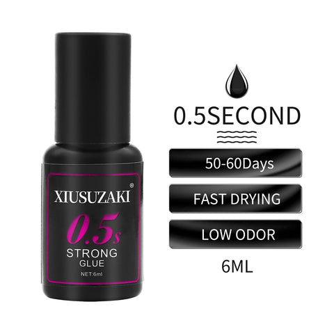 XIUSUZAKI 6ml 1 Second Fast Drying Strong False Eye Lash Extension Glue Adhesive Retention 5-7 Weeks Low Smell Mink Eyelash Glue