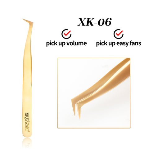 XIUSUZAKI High precision eyelash extension forceps, stainless steel eyelash 3D precise clip for makeup titanium alloy