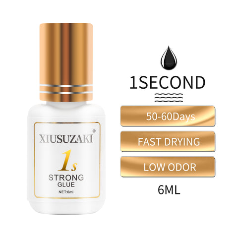 XIUSUZAKI 6ml 1 Second Fast Drying Strong False Eye Lash Extension Glue Adhesive Retention 5-7 Weeks Low Smell Mink Eyelash Glue